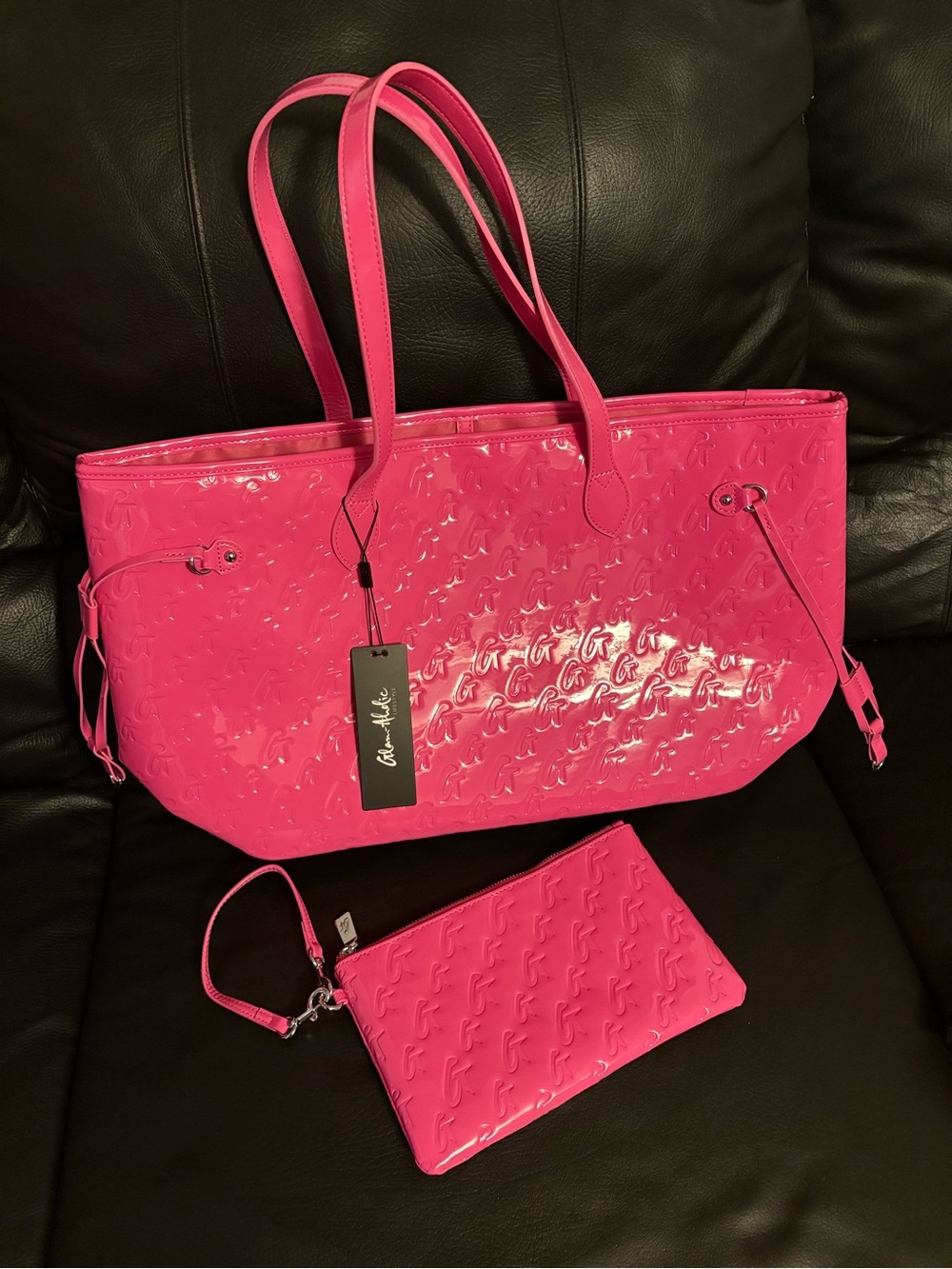Hot Pink Glamaholic Bag with Matching Wristlet